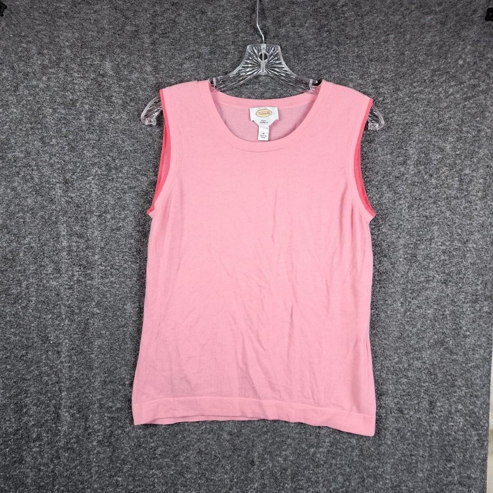 Talbots Sweater Vest Women M Pink 100% Pure Cashmere Crew Neck Sleeveless Knit